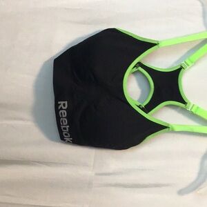 Reebok Black and Green Racerback Sports Bra